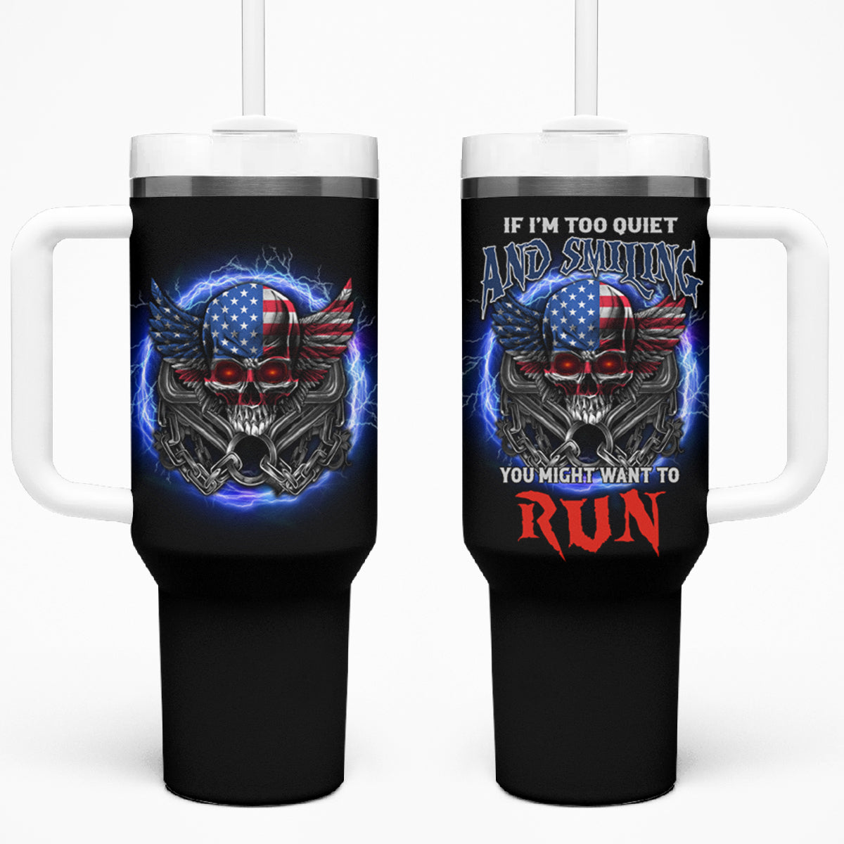 If I'm Too Quiet And Smiling America Skull Wings Tumbler With Handle - Wonder Print Shop
