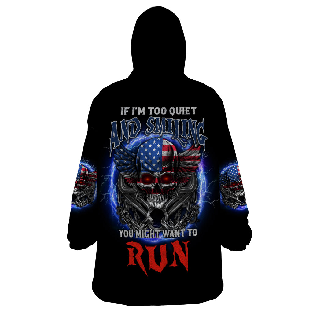 If I'm Too Quiet And Smiling America Skull Wings Wearable Blanket Hoodie - Wonder Print Shop