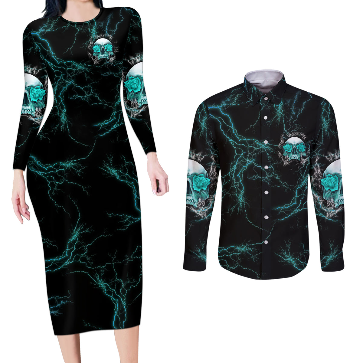 If You Are Shocked By What I Say Couples Matching Long Sleeve Bodycon Dress and Long Sleeve Button Shirt - Wonder Print Shop