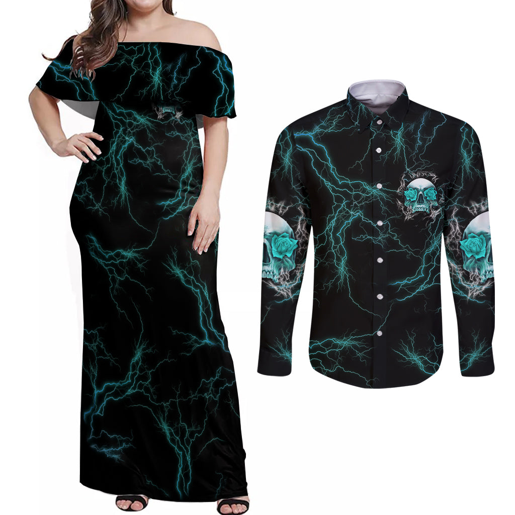 If You Are Shocked By What I Say Couples Matching Off Shoulder Maxi Dress and Long Sleeve Button Shirt - Wonder Print Shop