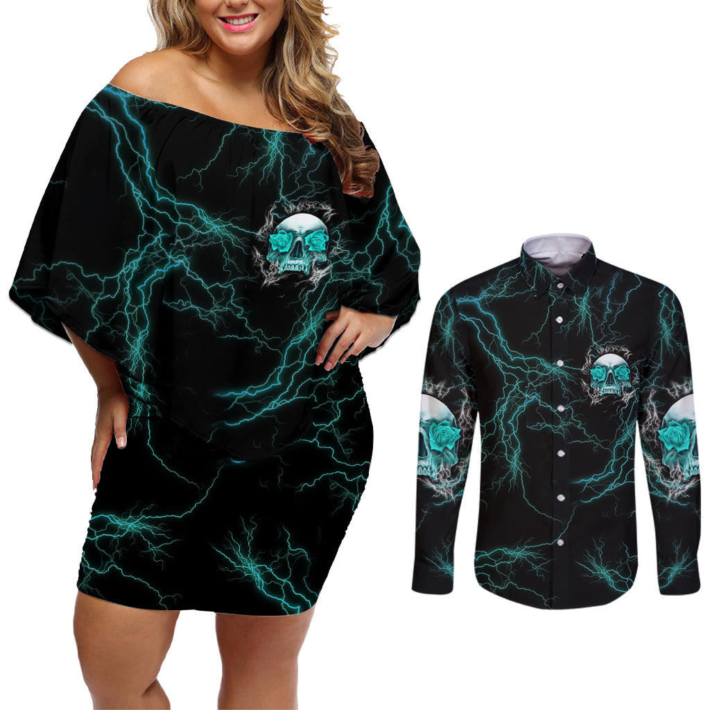 If You Are Shocked By What I Say Couples Matching Off Shoulder Short Dress and Long Sleeve Button Shirt - Wonder Print Shop