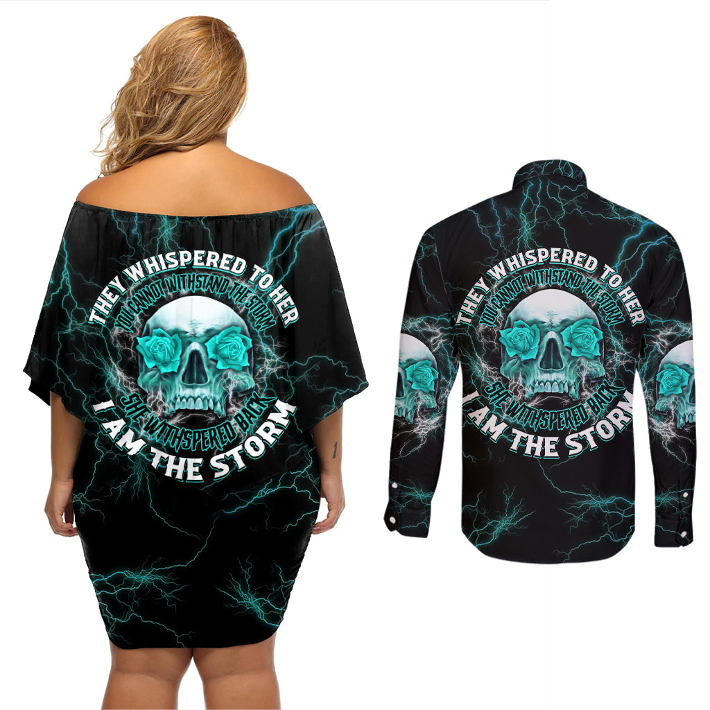 If You Are Shocked By What I Say Couples Matching Off Shoulder Short Dress and Long Sleeve Button Shirt - Wonder Print Shop