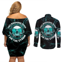 If You Are Shocked By What I Say Couples Matching Off Shoulder Short Dress and Long Sleeve Button Shirt - Wonder Print Shop