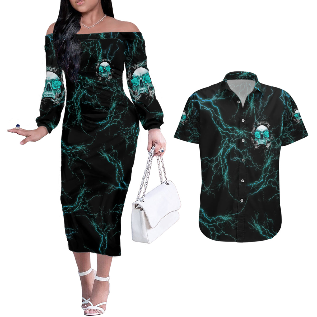 If You Are Shocked By What I Say Couples Matching Off The Shoulder Long Sleeve Dress and Hawaiian Shirt - Wonder Print Shop