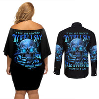 If You Are Shocked By What I Say Couples Matching Off Shoulder Short Dress and Long Sleeve Button Shirt - Wonder Print Shop