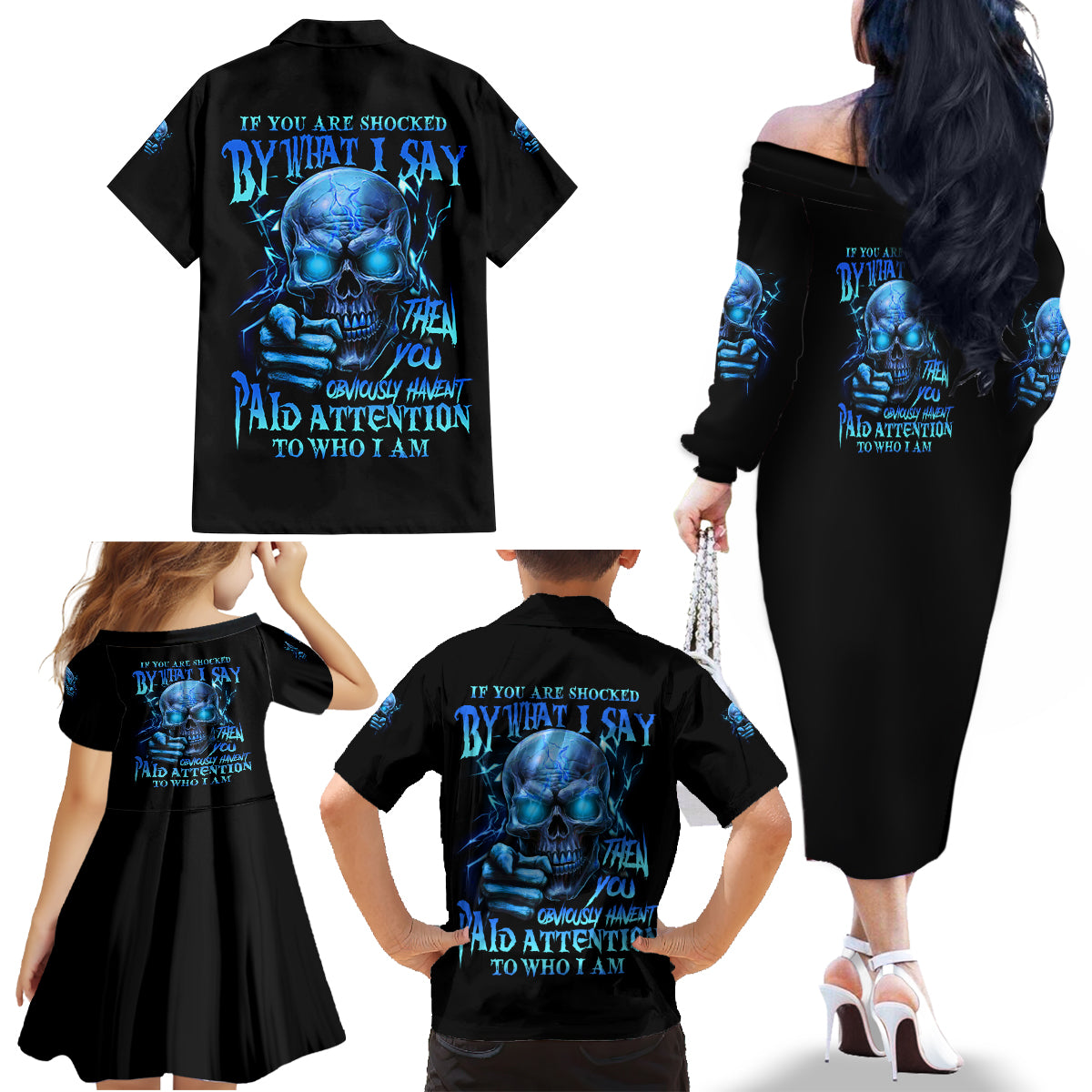 If You Are Shocked By What I Say Family Matching Off Shoulder Long Sleeve Dress and Hawaiian Shirt - Wonder Print Shop