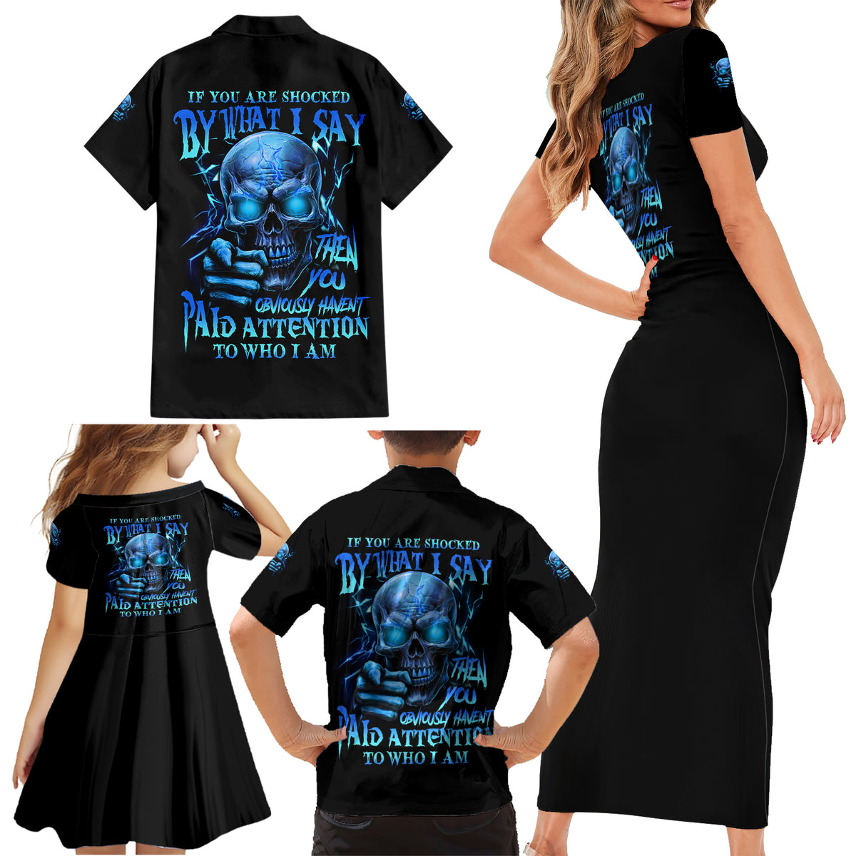 If You Are Shocked By What I Say Family Matching Short Sleeve Bodycon Dress and Hawaiian Shirt - Wonder Print Shop