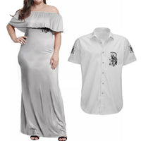 I Can't Go To Hell Reaper Skull Couples Matching Off Shoulder Maxi Dress and Hawaiian Shirt - Wonder Print Shop