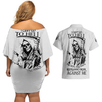 I Can't Go To Hell Reaper Skull Couples Matching Off Shoulder Short Dress and Hawaiian Shirt - Wonder Print Shop