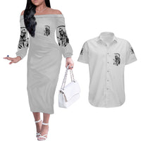 I Can't Go To Hell Reaper Skull Couples Matching Off The Shoulder Long Sleeve Dress and Hawaiian Shirt - Wonder Print Shop