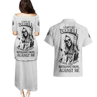 I Can't Go To Hell Reaper Skull Couples Matching Puletasi Dress and Hawaiian Shirt - Wonder Print Shop