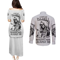 I Can't Go To Hell Reaper Skull Couples Matching Puletasi Dress and Long Sleeve Button Shirt - Wonder Print Shop