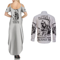I Can't Go To Hell Reaper Skull Couples Matching Summer Maxi Dress and Long Sleeve Button Shirt - Wonder Print Shop