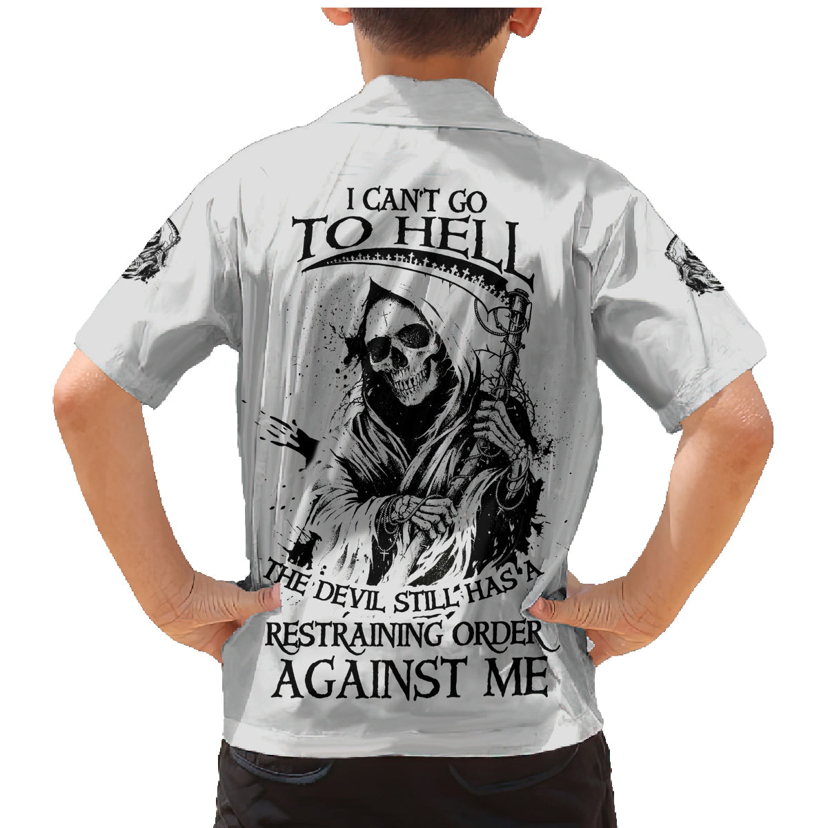 I Can't Go To Hell Reaper Skull Family Matching Mermaid Dress and Hawaiian Shirt - Wonder Print Shop