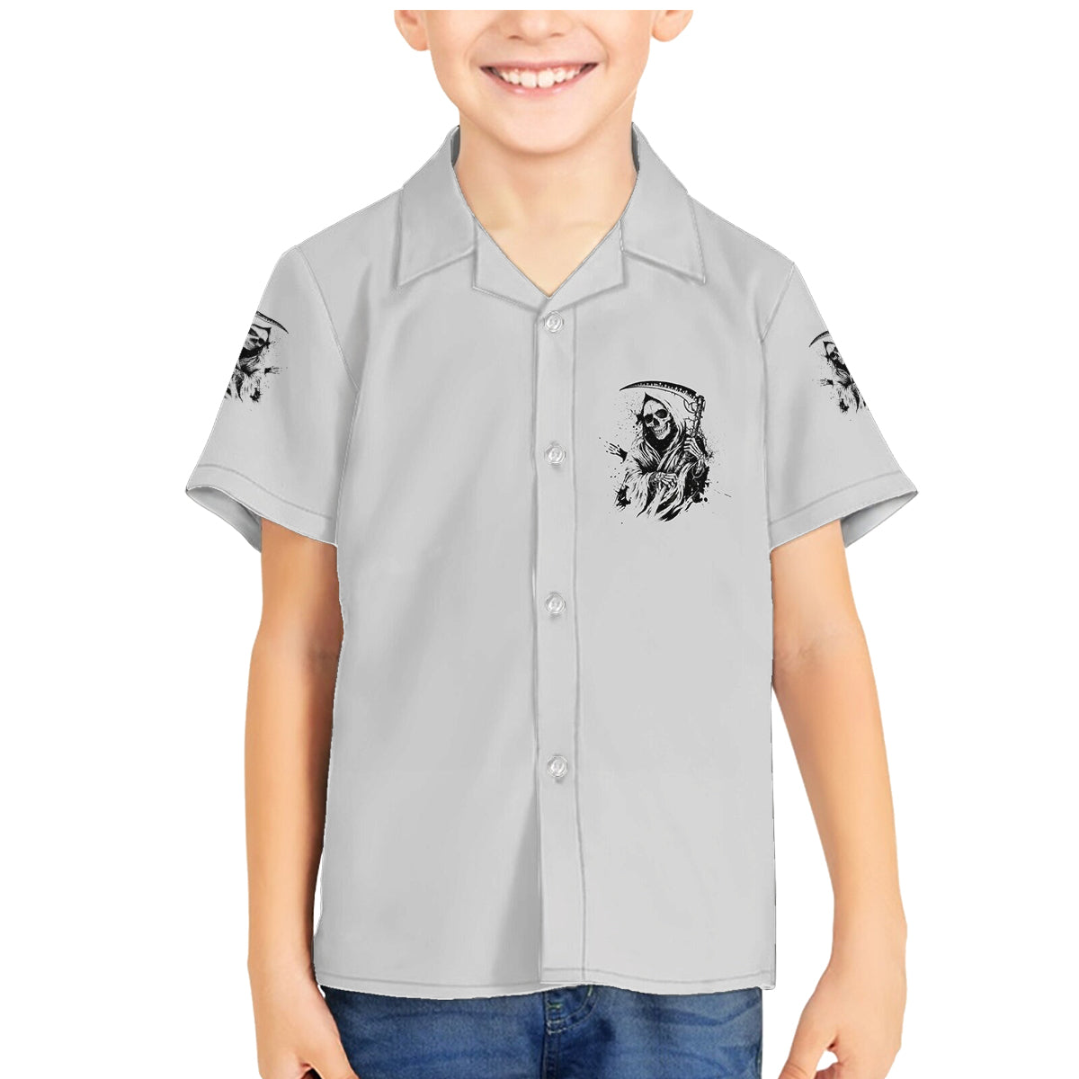 I Can't Go To Hell Reaper Skull Family Matching Mermaid Dress and Hawaiian Shirt - Wonder Print Shop