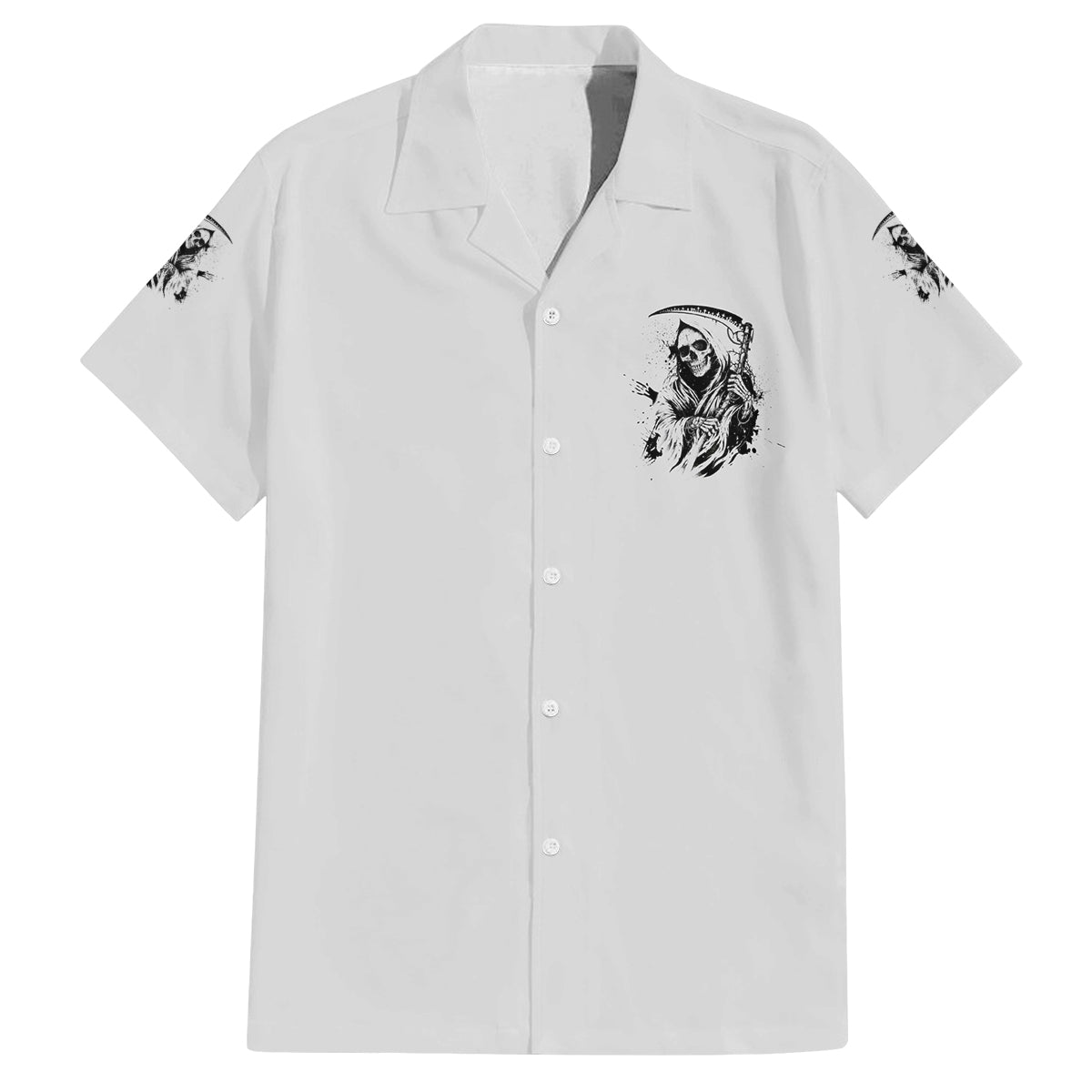 I Can't Go To Hell Reaper Skull Family Matching Off Shoulder Short Dress and Hawaiian Shirt - Wonder Print Shop