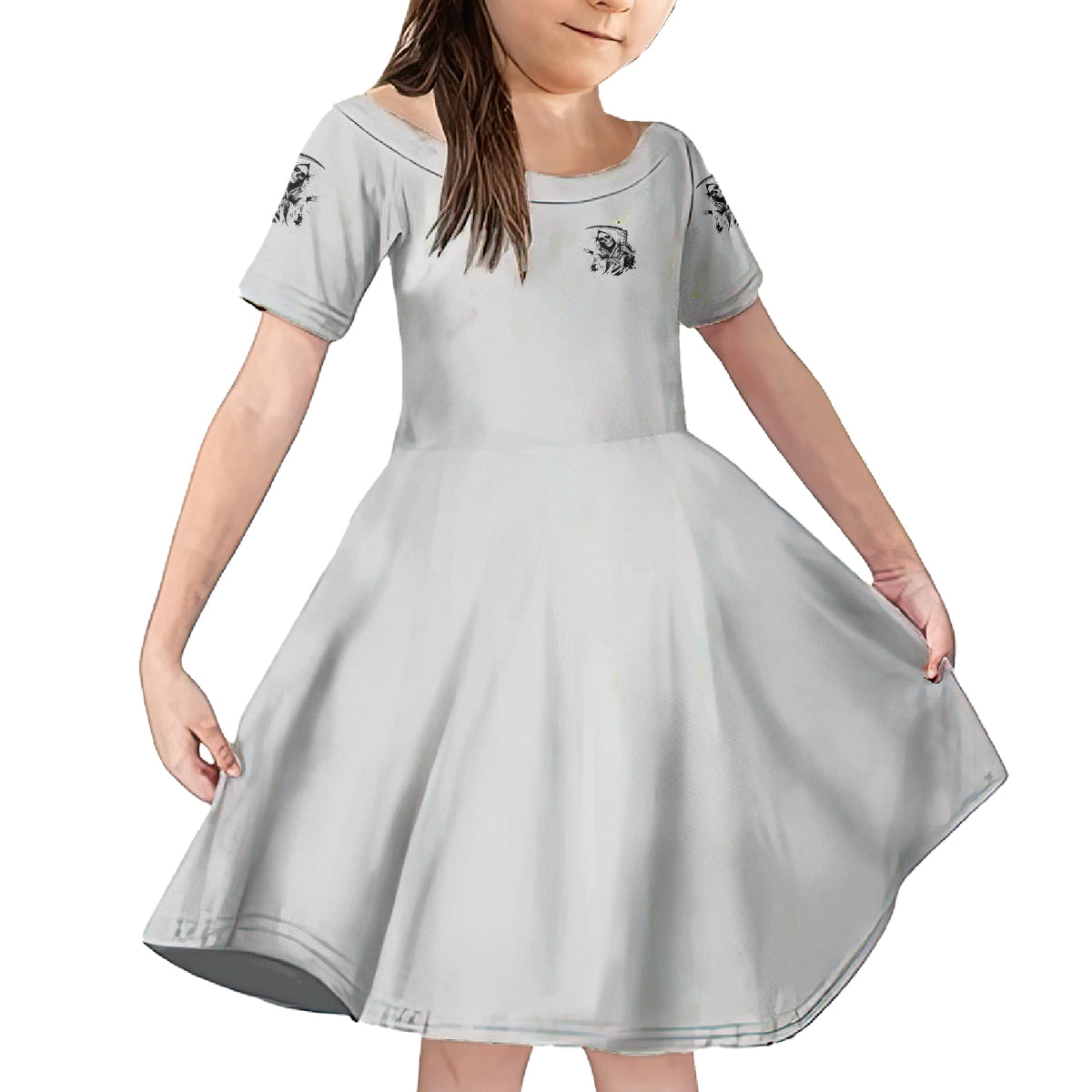 I Can't Go To Hell Reaper Skull Family Matching Puletasi Dress and Hawaiian Shirt - Wonder Print Shop