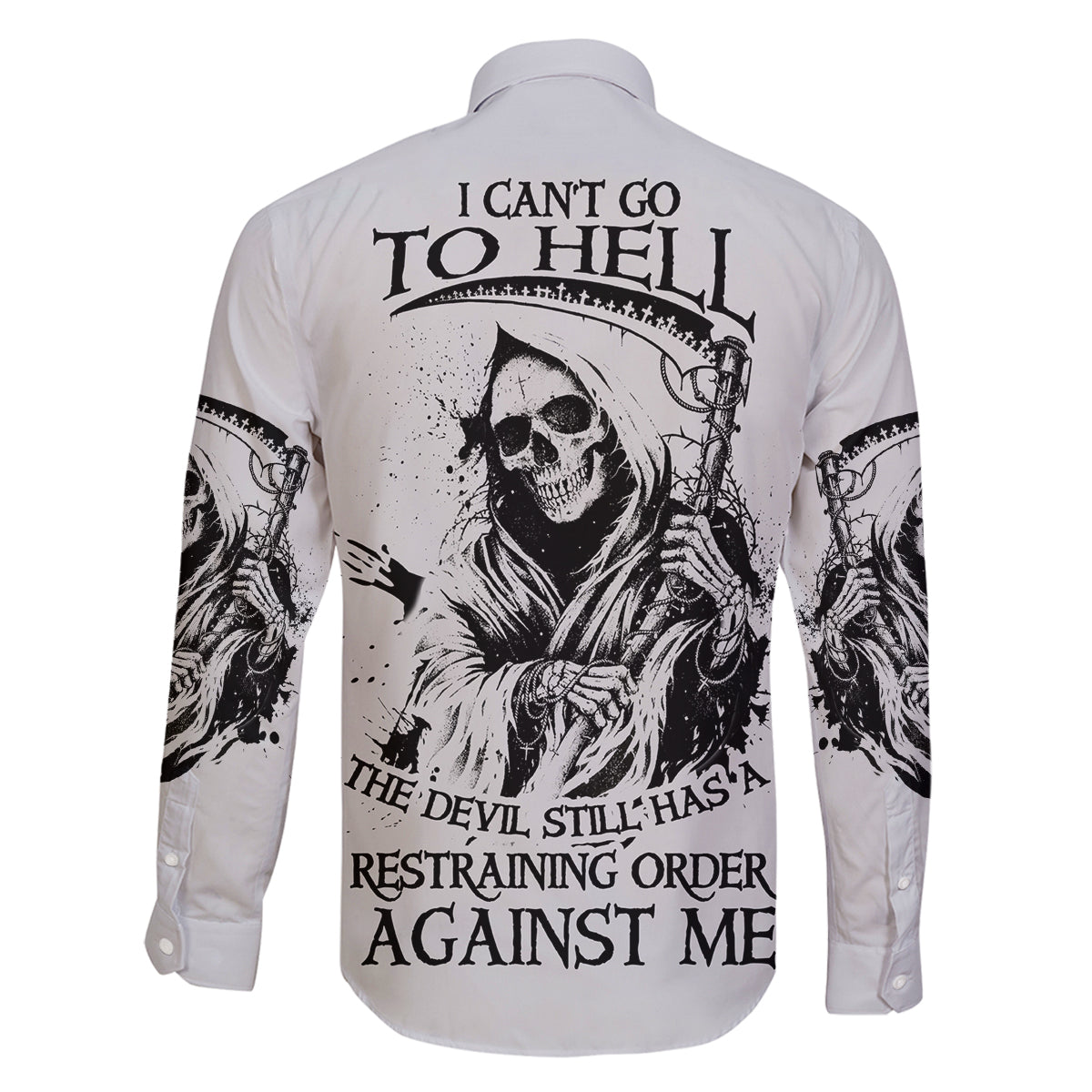 I Can't Go To Hell Reaper Skull Family Matching Puletasi Dress and Hawaiian Shirt - Wonder Print Shop