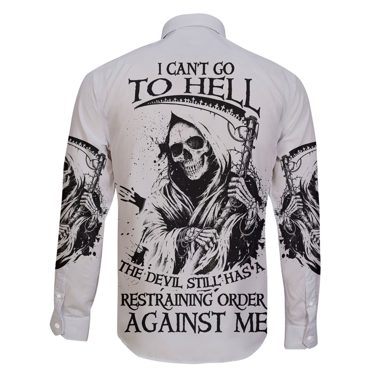 I Can't Go To Hell Reaper Skull Family Matching Short Sleeve Bodycon Dress and Hawaiian Shirt - Wonder Print Shop