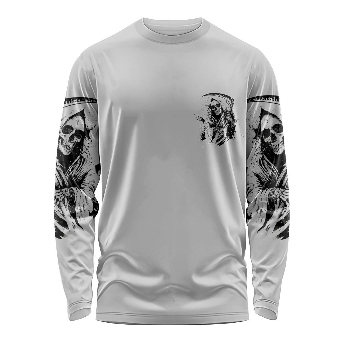 I Can't Go To Hell Reaper Skull Long Sleeve Shirt - Wonder Print Shop