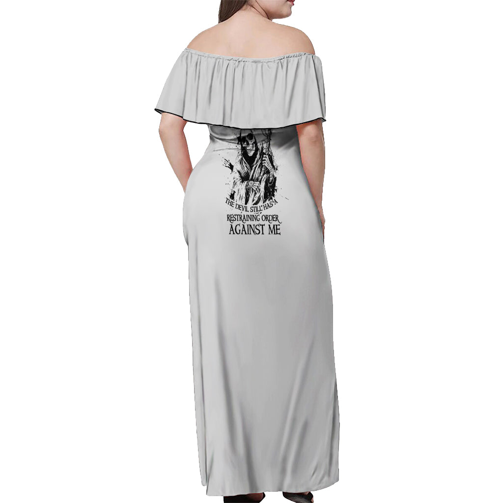 I Can't Go To Hell Reaper Skull Off Shoulder Maxi Dress - Wonder Print Shop