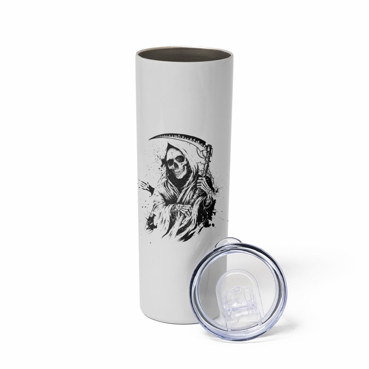 I Can't Go To Hell Reaper Skull Skinny Tumbler - Wonder Print Shop