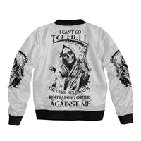 I Can't Go To Hell Reaper Skull Sleeve Zip Bomber Jacket - Wonder Print Shop