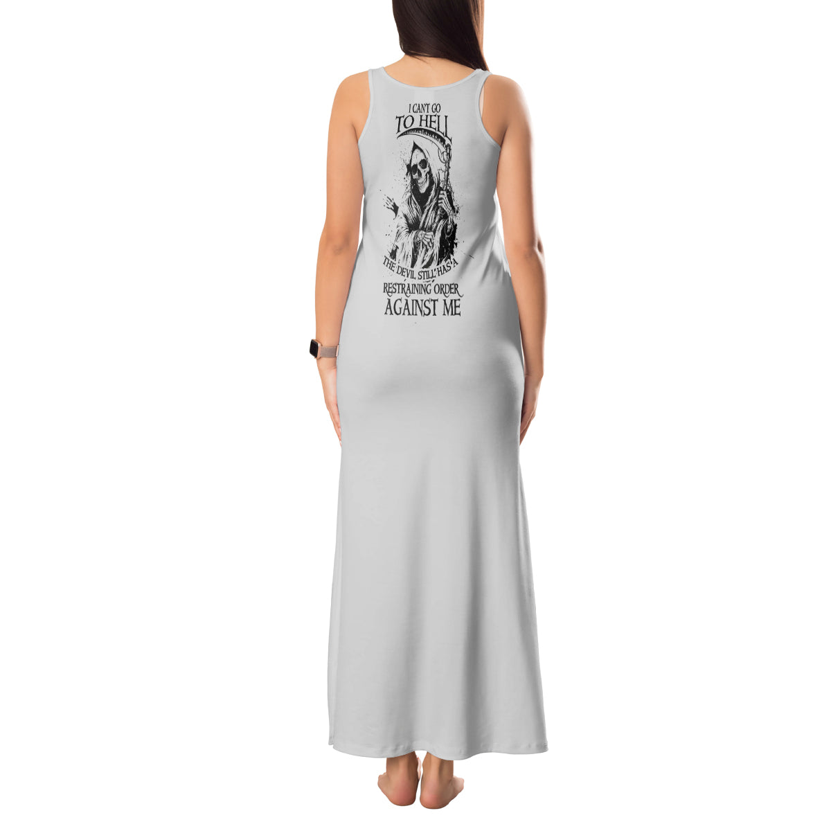I Can't Go To Hell Reaper Skull Tank Maxi Dress - Wonder Print Shop