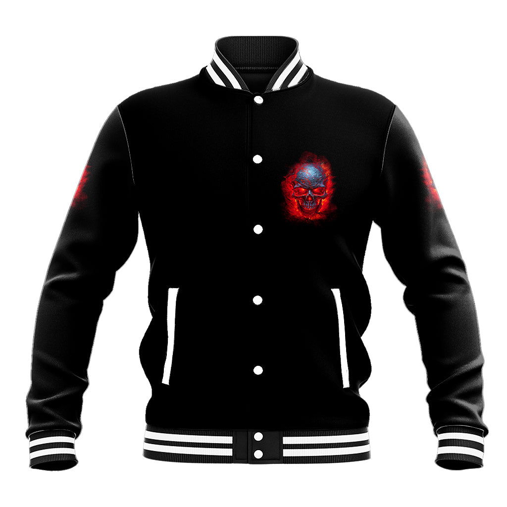 When I Was Born Fire Skull Baseball Jacket - Wonder Print Shop