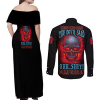 When I Was Born Fire Skull Couples Matching Off Shoulder Maxi Dress and Long Sleeve Button Shirt - Wonder Print Shop