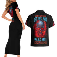 When I Was Born Fire Skull Couples Matching Short Sleeve Bodycon Dress and Hawaiian Shirt - Wonder Print Shop