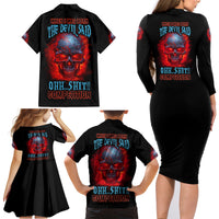 When I Was Born Fire Skull Family Matching Long Sleeve Bodycon Dress and Hawaiian Shirt - Wonder Print Shop