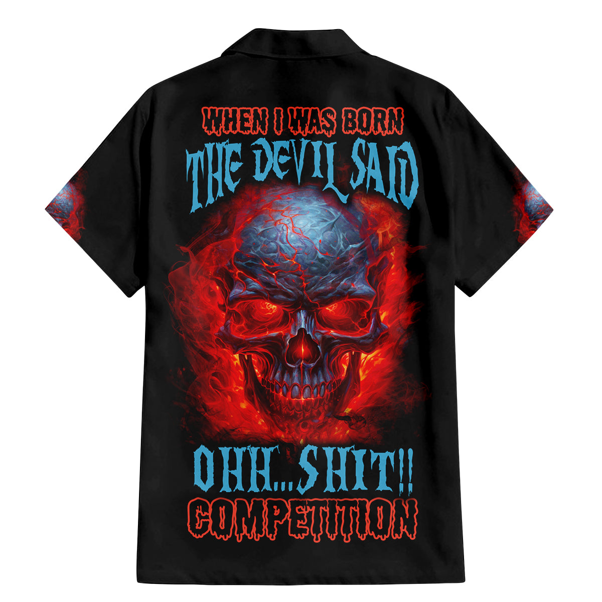 When I Was Born Fire Skull Family Matching Mermaid Dress and Hawaiian Shirt - Wonder Print Shop