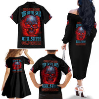 When I Was Born Fire Skull Family Matching Off Shoulder Long Sleeve Dress and Hawaiian Shirt - Wonder Print Shop