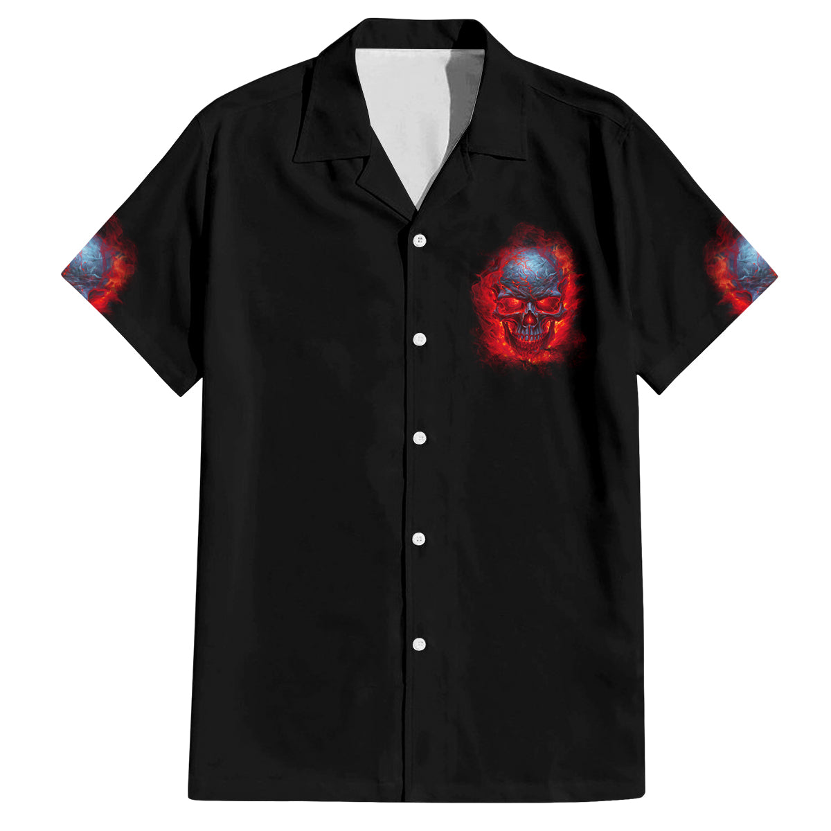 When I Was Born Fire Skull Family Matching Off Shoulder Long Sleeve Dress and Hawaiian Shirt - Wonder Print Shop