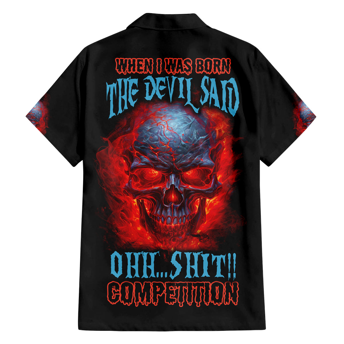 When I Was Born Fire Skull Family Matching Off Shoulder Short Dress and Hawaiian Shirt - Wonder Print Shop