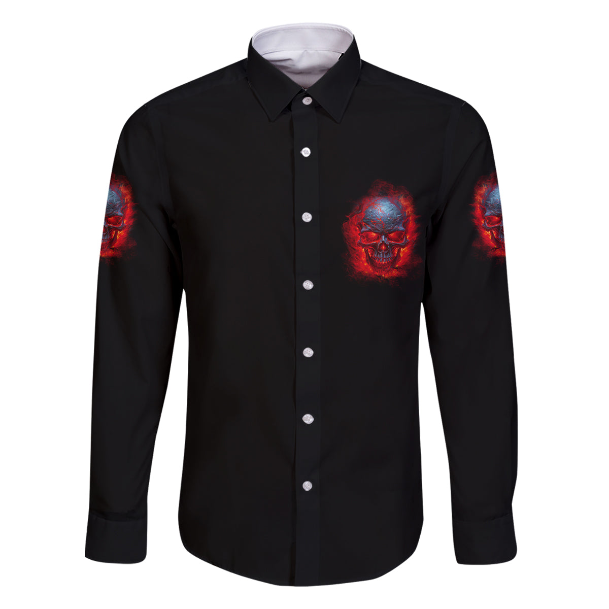 When I Was Born Fire Skull Family Matching Off Shoulder Short Dress and Hawaiian Shirt - Wonder Print Shop