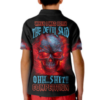 When I Was Born Fire Skull Kid Polo Shirt - Wonder Print Shop