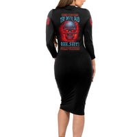 When I Was Born Fire Skull Long Sleeve Bodycon Dress - Wonder Print Shop