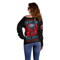 When I Was Born Fire Skull Off Shoulder Sweater - Wonder Print Shop