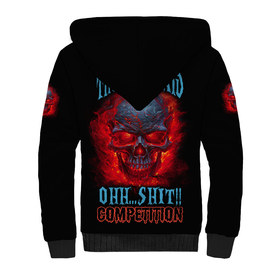 When I Was Born Fire Skull Sherpa Hoodie - Wonder Print Shop