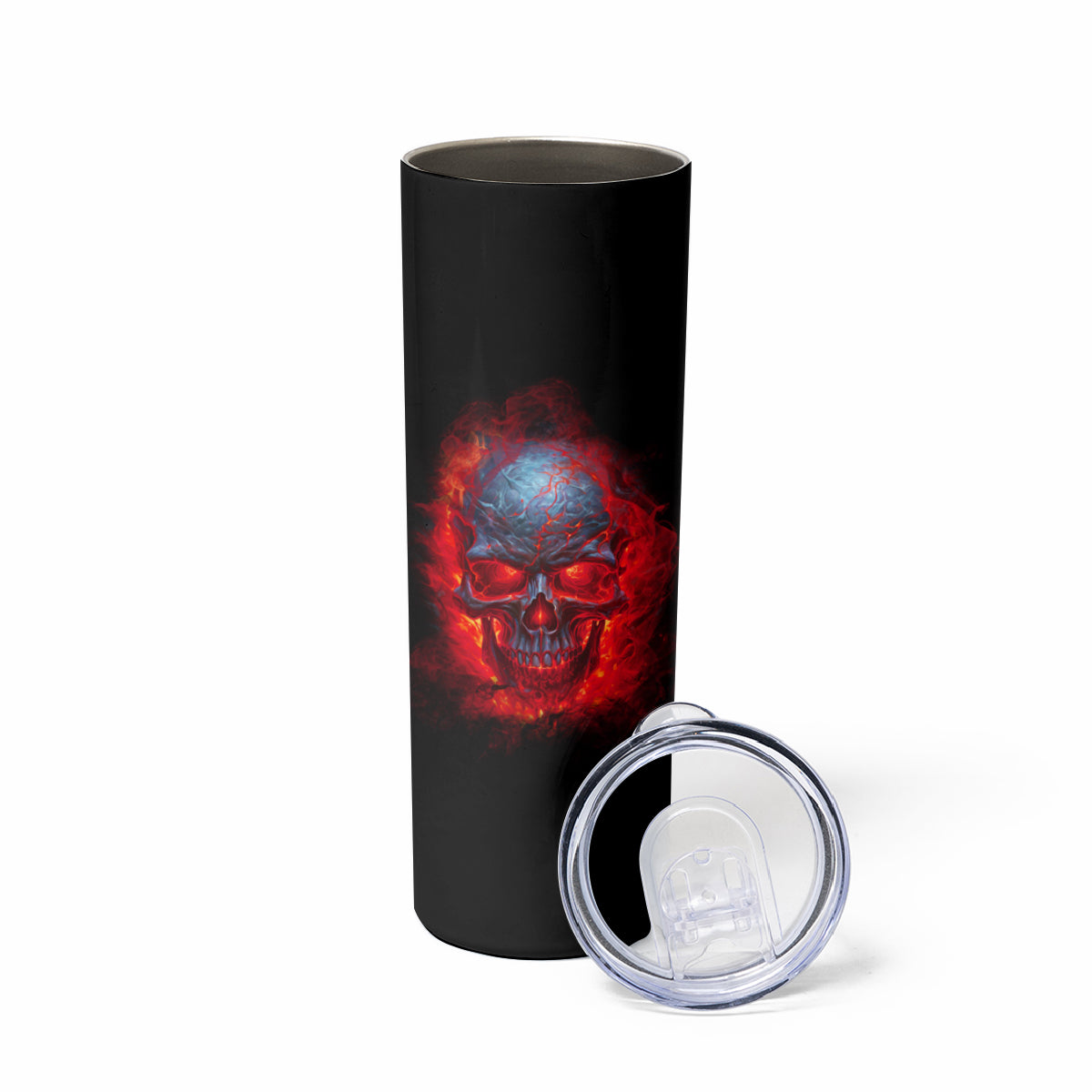 When I Was Born Fire Skull Skinny Tumbler - Wonder Print Shop