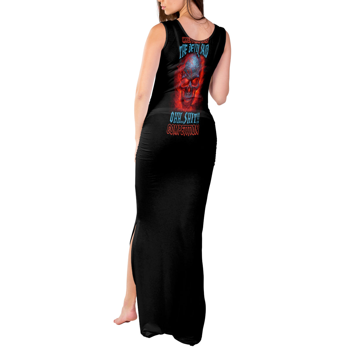 When I Was Born Fire Skull Tank Maxi Dress - Wonder Print Shop