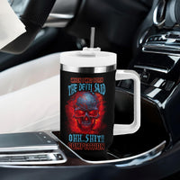 When I Was Born Fire Skull Tumbler With Handle - Wonder Print Shop