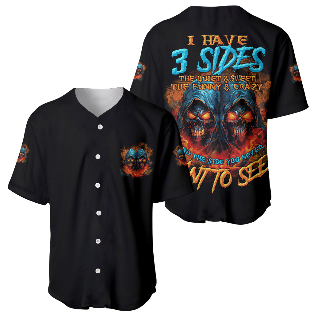 I Have 3 Sides Skull Reaper Baseball Jersey - Wonder Print Shop