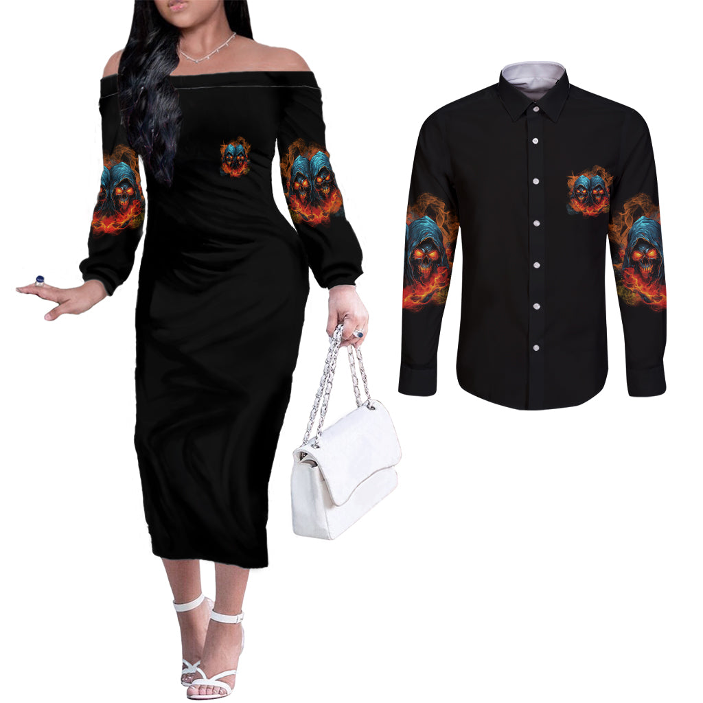 i-have-3-sides-skull-reaper-couples-matching-off-the-shoulder-long-sleeve-dress-and-long-sleeve-button-shirt