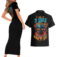 I Have 3 Sides Skull Reaper Couples Matching Short Sleeve Bodycon Dress and Hawaiian Shirt - Wonder Print Shop