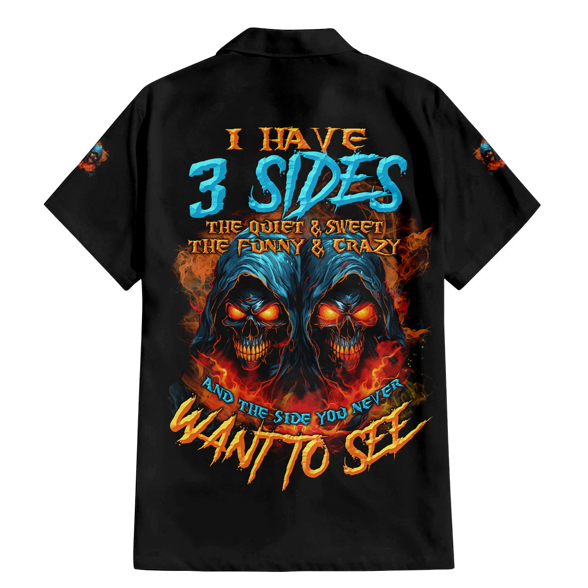 I Have 3 Sides Skull Reaper Family Matching Mermaid Dress and Hawaiian Shirt - Wonder Print Shop