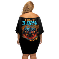 I Have 3 Sides Skull Reaper Family Matching Off Shoulder Short Dress and Hawaiian Shirt - Wonder Print Shop