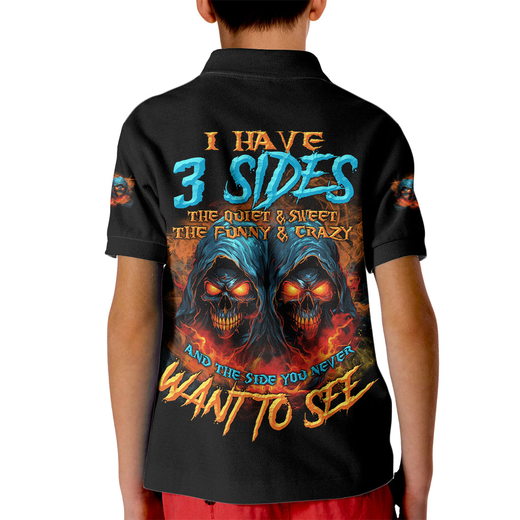 I Have 3 Sides Skull Reaper Kid Polo Shirt - Wonder Print Shop